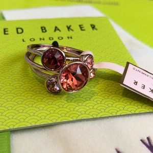 Ted Baker Jewel Stack Ring - Rose Gold/Coral